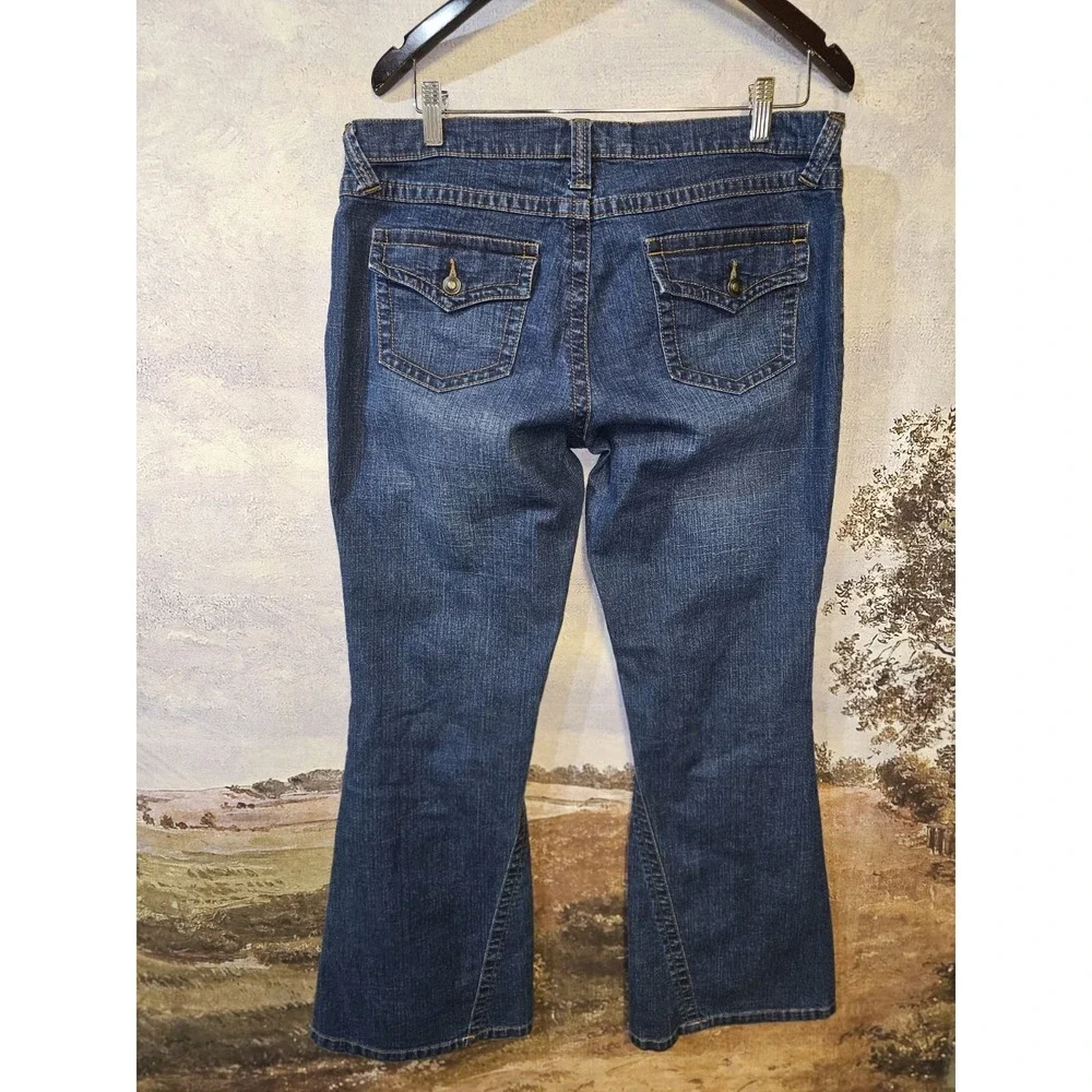 Bamboo Traders Flared Leg Blue Jeans Size 12 Women's Cotton Blend - Picture 4 of 7